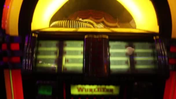 Moscow Jan 2015 Illuminated Jukebox Beverly Hills Diner Network Stylized — Stock Video