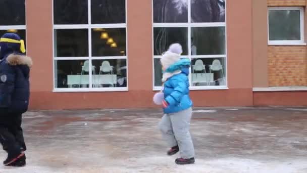 Lechischevo Ryssland Feb 2015 Barn Mars Underhållning Holiday House Och — Stockvideo