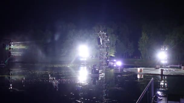 Moskwa Sierpnia 2015 Fire Show Garden Pond Podczas Wdechu Festiwal — Wideo stockowe