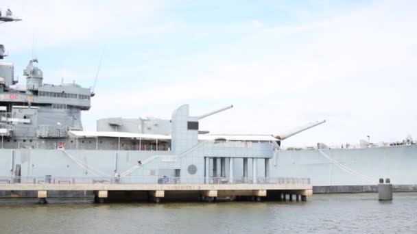 Camden Usa September 2014 Battleship Museum Uss New Jersey Launched — Stock Video