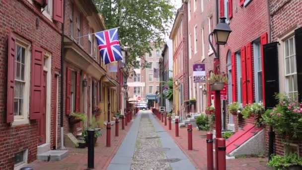 Philadelphie Usa Septembre 2014 Maisons Brique Dans Ancienne Rue Amérique — Video