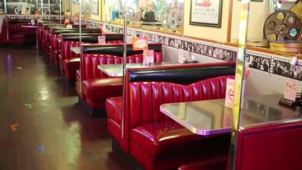 Moscú Ene 2015 Retro Interior Beverly Hills Diner Red Estilizados — Vídeos de Stock