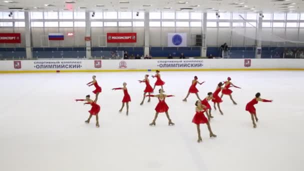 Moscow Apr 2015 Synchronized Figure Skating Cup Olympic Sport Complex — Stock Video