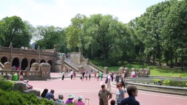 Nyc Estados Unidos Ago 2014 Bethesda Terrace Con Bethesda Fountain — Vídeos de Stock