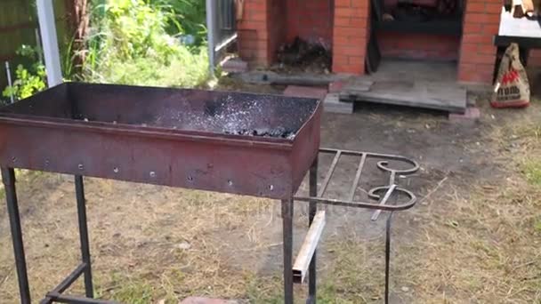 Place Barbecue Oven Brazier Text Bag Coal — Stock Video