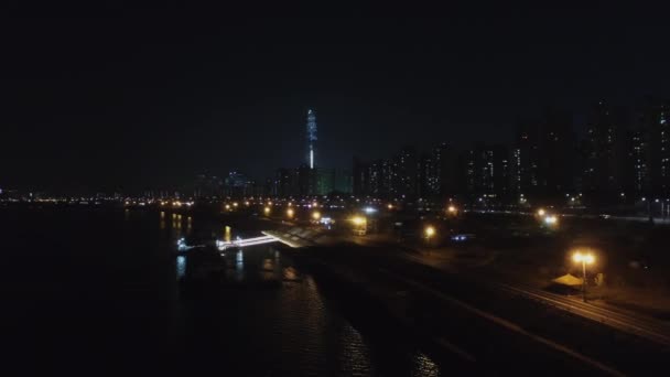 Seoul Traffic Olympic Daero Freeway Shore Hanghan River Autumn Night — Stock Video
