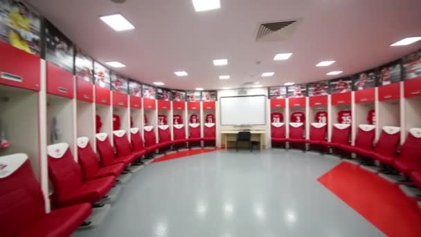 Moscú Dic 2014 Sala Árbitros Vacía Para Jugadores Fútbol Estadio — Vídeos de Stock