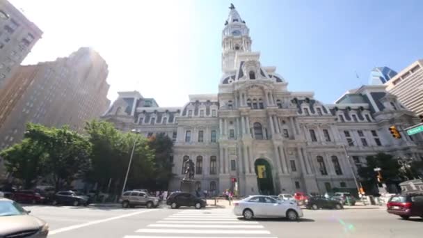 Philadelphia Usa Septiembre 2014 Ayuntamiento Día Soleado Ayuntamiento Filadelfia Monumento — Vídeos de Stock