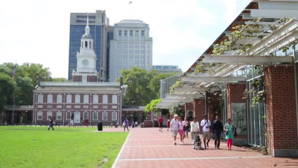 Philadelphia Usa September 2014 Unabhängigkeitshalle Ist Der Ort Dem 1776 — Stockvideo