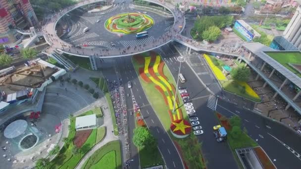 Shanghai Nov 2015 Circulation Urbaine Intersection Autoroute Avec Passage Supérieur — Video