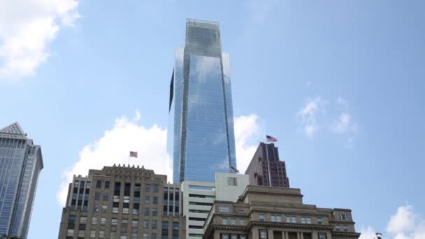 Philadelphia Usa September 2014 View City Center Highest Skyscraper Comcast — Stock Video