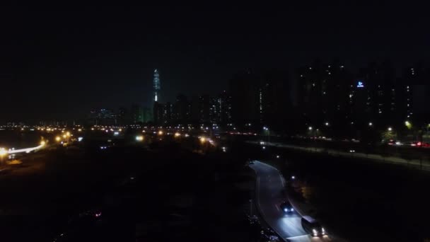 Traffico Trasporto Sull Autostrada Olimpica Seoul Durante Notte Autunno Vista — Video Stock