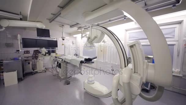 Angiograph Voor Cardio Vasculaire Onderzoek Moderne Chirurgie Met Speciale Apparatuur — Stockvideo