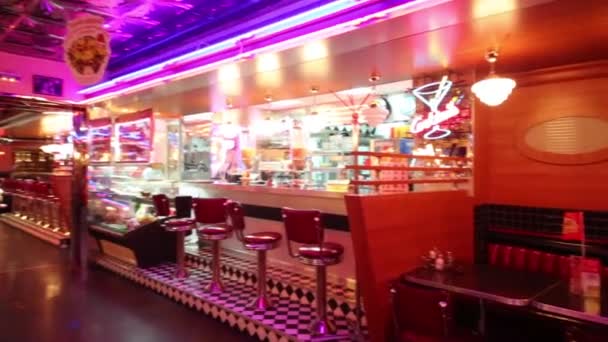 Moscow Jan 2015 Cozy Interior Empty Beverly Hills Diner Network — Stock Video