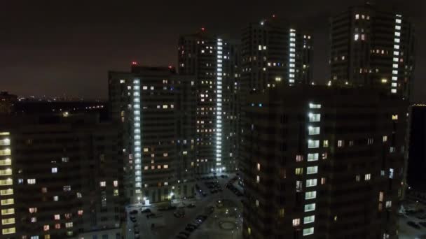 Dwelling Houses Cityscape Winter Evening Aerial View — Stock Video