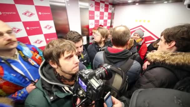 Moskva Prosince 2014 Fotografové Výtah Spartak Stadium Nový Stadion Součástí — Stock video