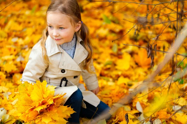 Bambina all'aperto il giorno d'autunno — Foto Stock