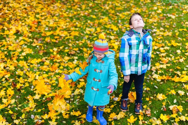 Bambini piccoli all'aperto nel parco autunnale — Foto Stock