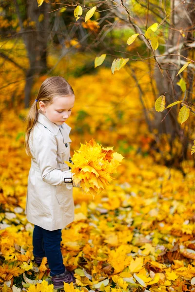 Liten flicka utomhus på höstdag — Stockfoto