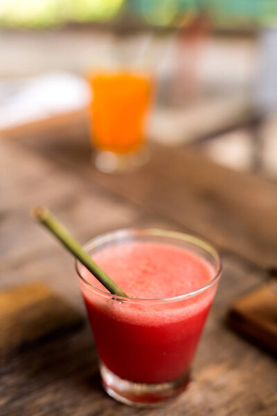 Tropical juices on a table