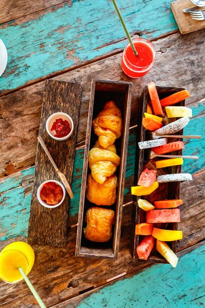 Breakfast top view — Stock Photo, Image