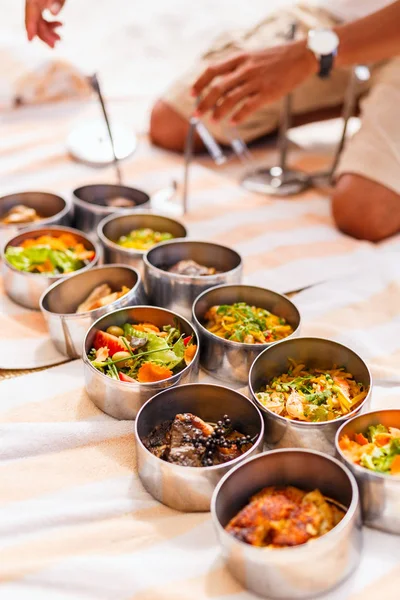 Picnic sulla spiaggia di lusso — Foto Stock