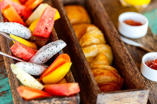 Breakfast top view — Stock Photo, Image