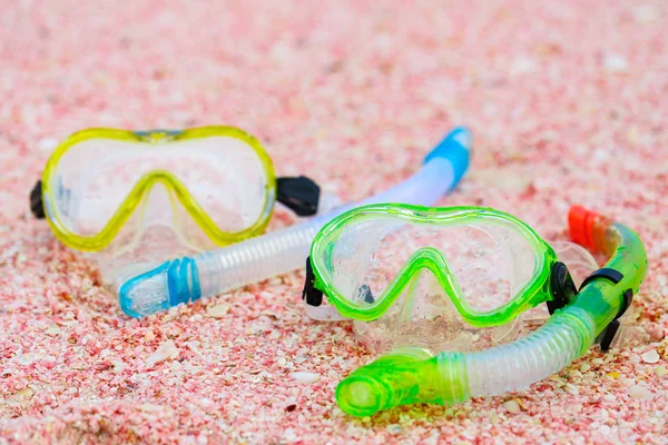 Snorklingsutrustning på stranden — Stockfoto