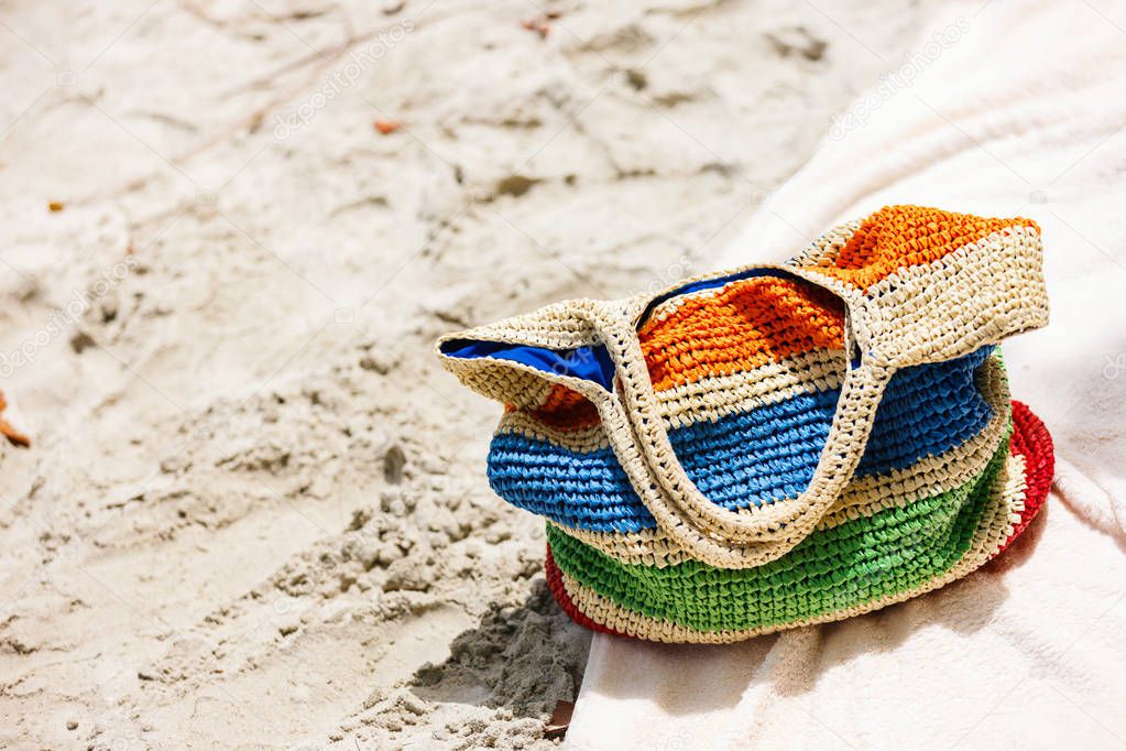 . Straw bag with towels