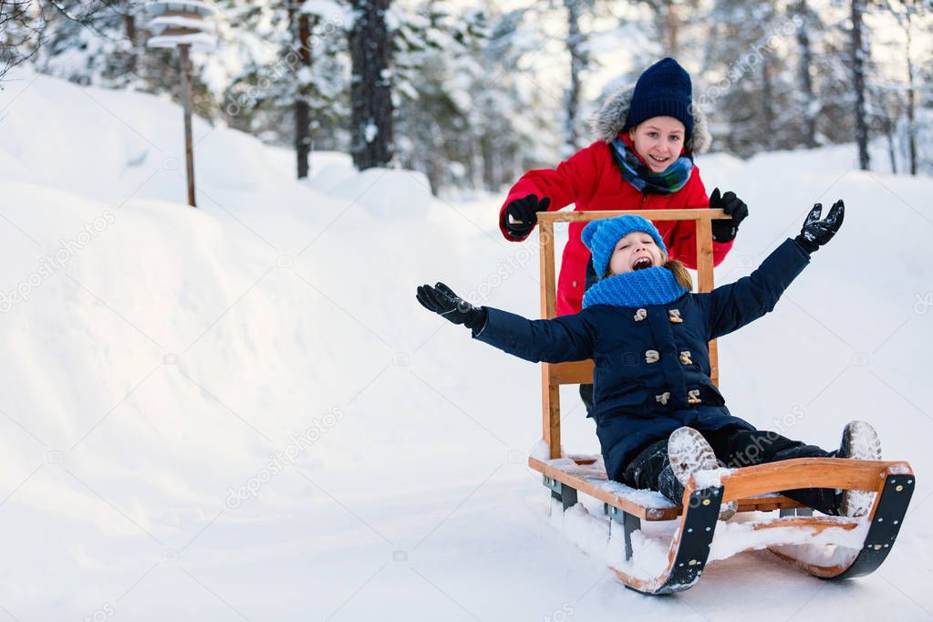 Kids outdoors on winter