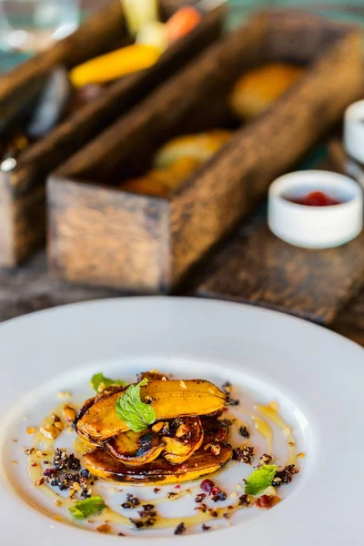 Heerlijke bananen pannenkoeken — Stockfoto