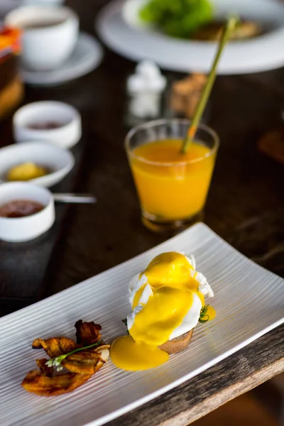 Delicious breakfast with eggs — Stock Photo, Image