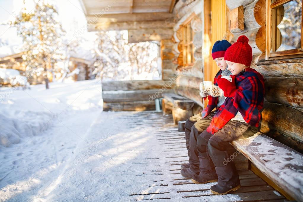 Kids drinking hot chocolate