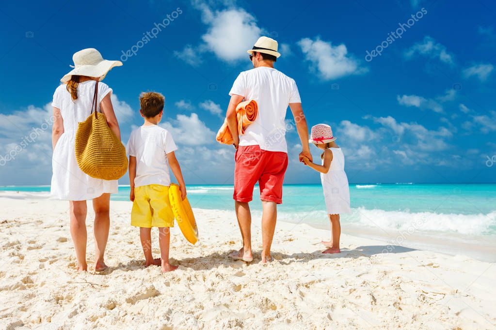 family at tropical beach