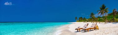 Beautiful tropical beach at Maldives clipart
