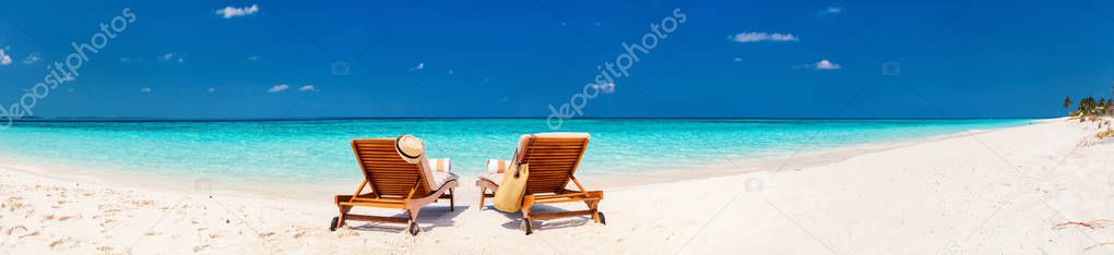 Beautiful tropical beach on exotic island at Maldives