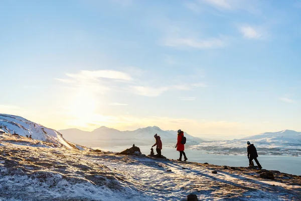 Beautiful Family Mother Kids Have Pleasant Time Snowy Winter Day — Stock Photo, Image