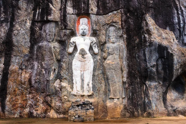 Budurwagala Tapınağı Wellawaya Sri Lanka Nın Duvarında Iyi Korunmuş Oymalarla — Stok fotoğraf