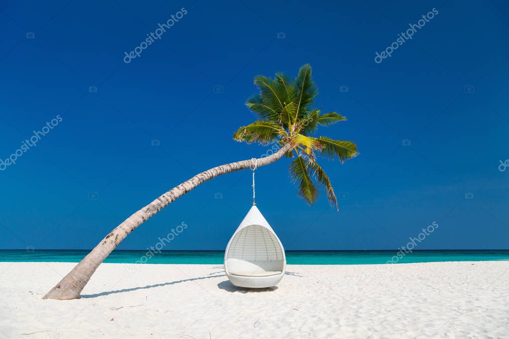 Beautiful tropical beach on exotic island in Maldives