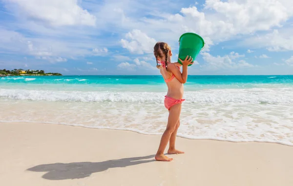 Cute Little Girl Tropical Beach Summer Vacation — Stock Photo, Image