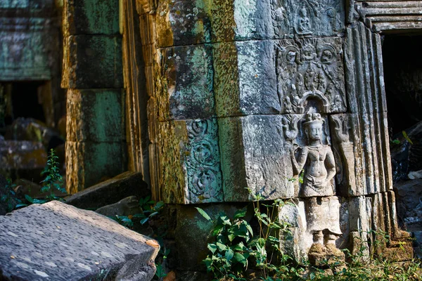 Bas Reliefer Prohm Angkor Arkeologiska Området Kambodja — Stockfoto