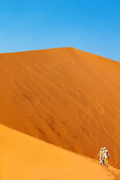 Sossusvlei Namibya Ünlü Kırmızı Kumul Big Daddy Tırmanma Anne Iki — Stok fotoğraf