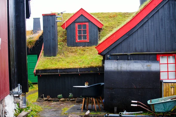 Traditional Black Houses Grass Roof Historic District Torshavn Faroe Islands — Stock Photo, Image
