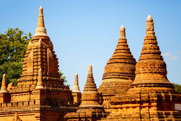 Úchvatný Pohled Historických Buddhistických Pagod Bagan Archeologické Oblasti Myanmaru — Stock fotografie