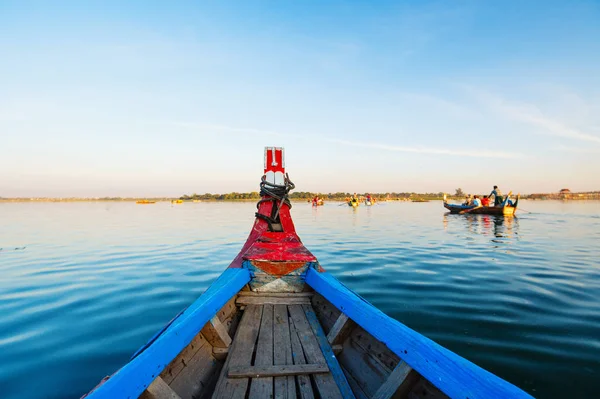 Gamla Träbåtar Nära Bein Bridge Myanmar — Stockfoto
