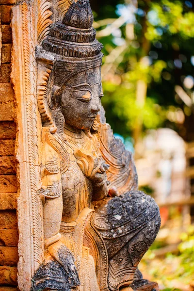 Närbild Detaljer För Shwe Indein Pagoda Nära Sjön Inle Myanmar — Stockfoto