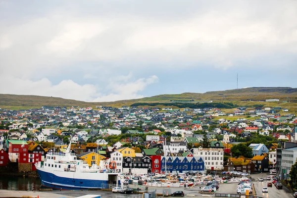 Faroe Adaları Nın Başkenti Büyük Şehri Torshavn Manzarası — Stok fotoğraf