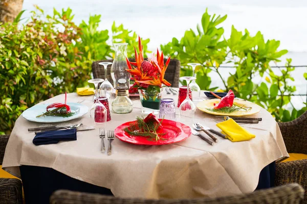 Configuração Mesa Bonita Para Festa Celebração Livre — Fotografia de Stock