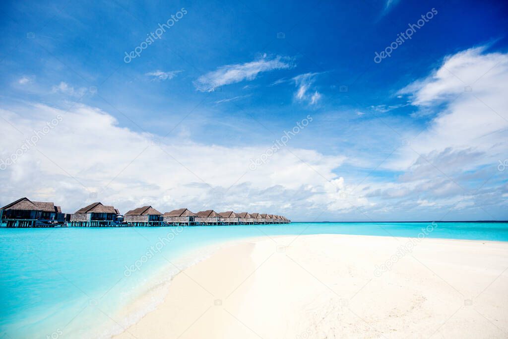 Beautiful tropical beach on exotic island at Maldives