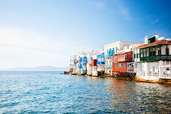 Little Venice Popular Tourist Area Village Mykonos Island Greece Europe — Stock Photo, Image